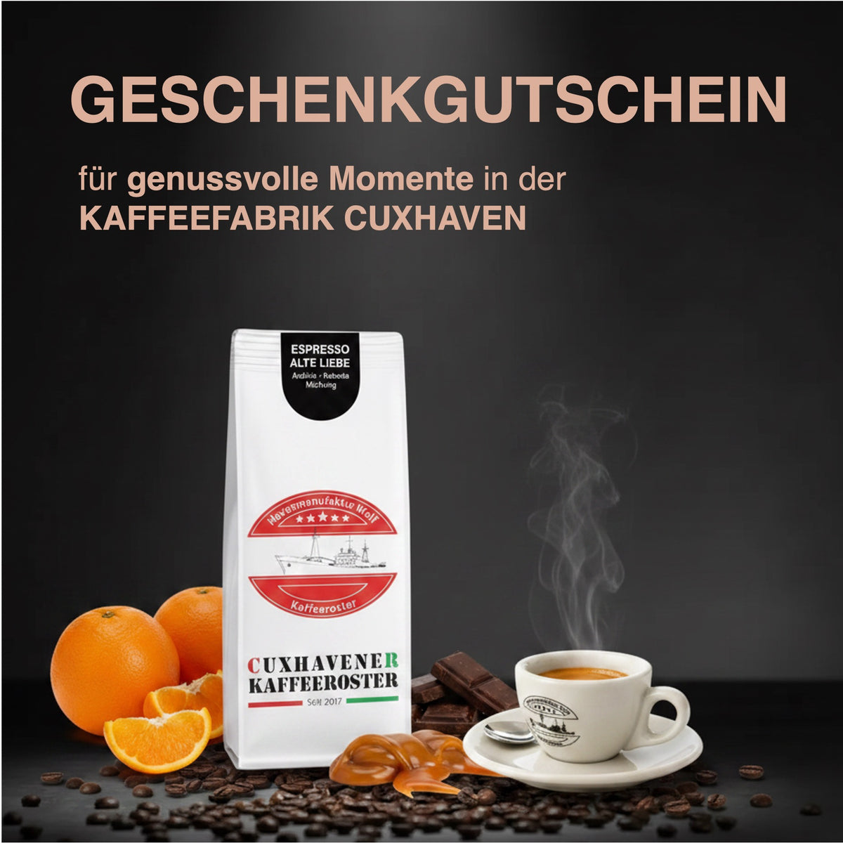 Geschenkgutschein für das Café in der Kaffeefabrik Cuxhaven