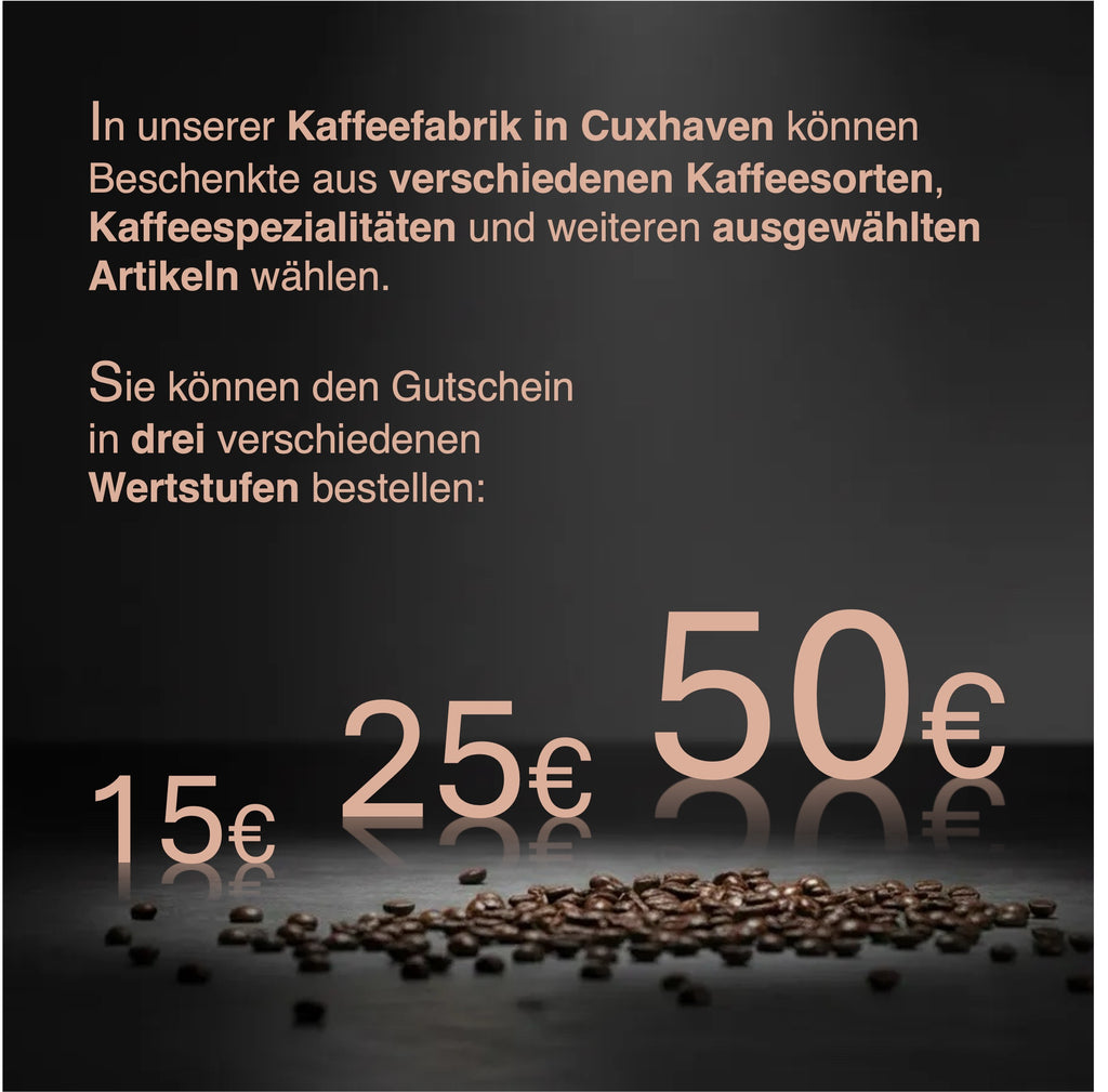 Geschenkgutschein für das Café in der Kaffeefabrik Cuxhaven