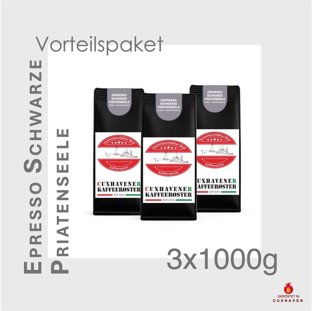 Espresso Schwarze Piratenseele 3 x 1kg